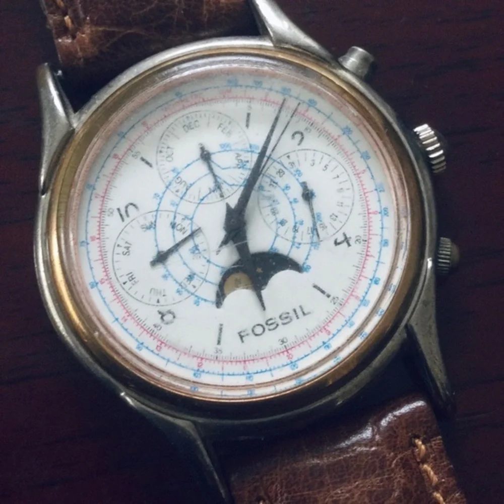 1991 FOSSIL CHRONOGRAPH MOON-PHASE WATCH TG-4016